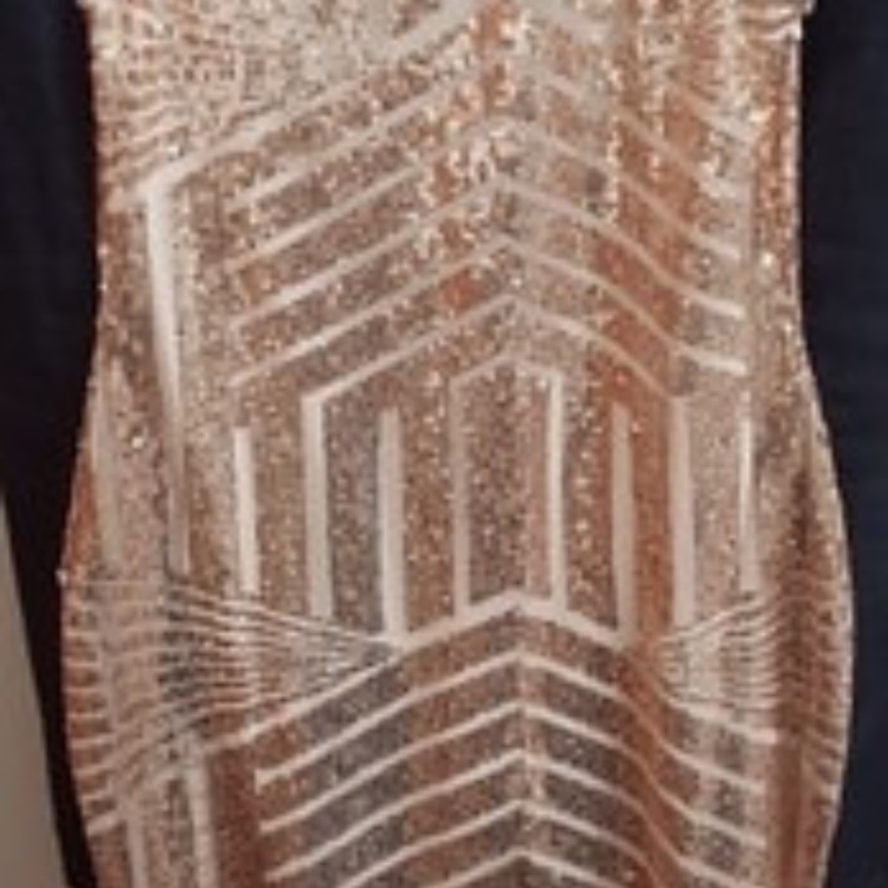 Rose Gold Sequins Embedded Cut Out Back Dress
